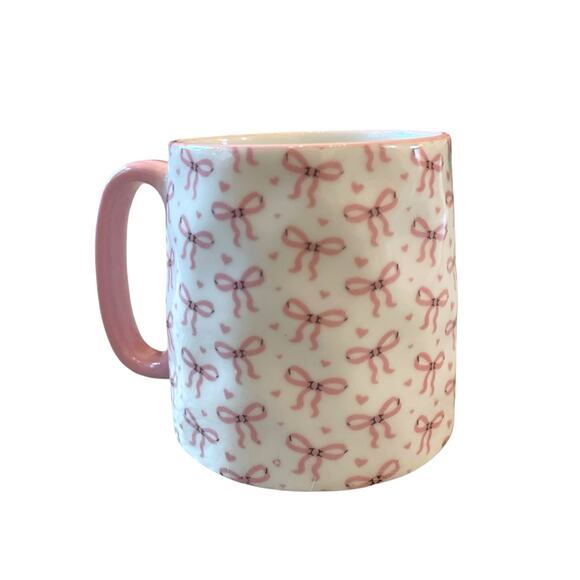 10 Strawberry Street Bella Pink Bow Ceramic Espresso Mug Set of 4 New - Picture 12 of 16